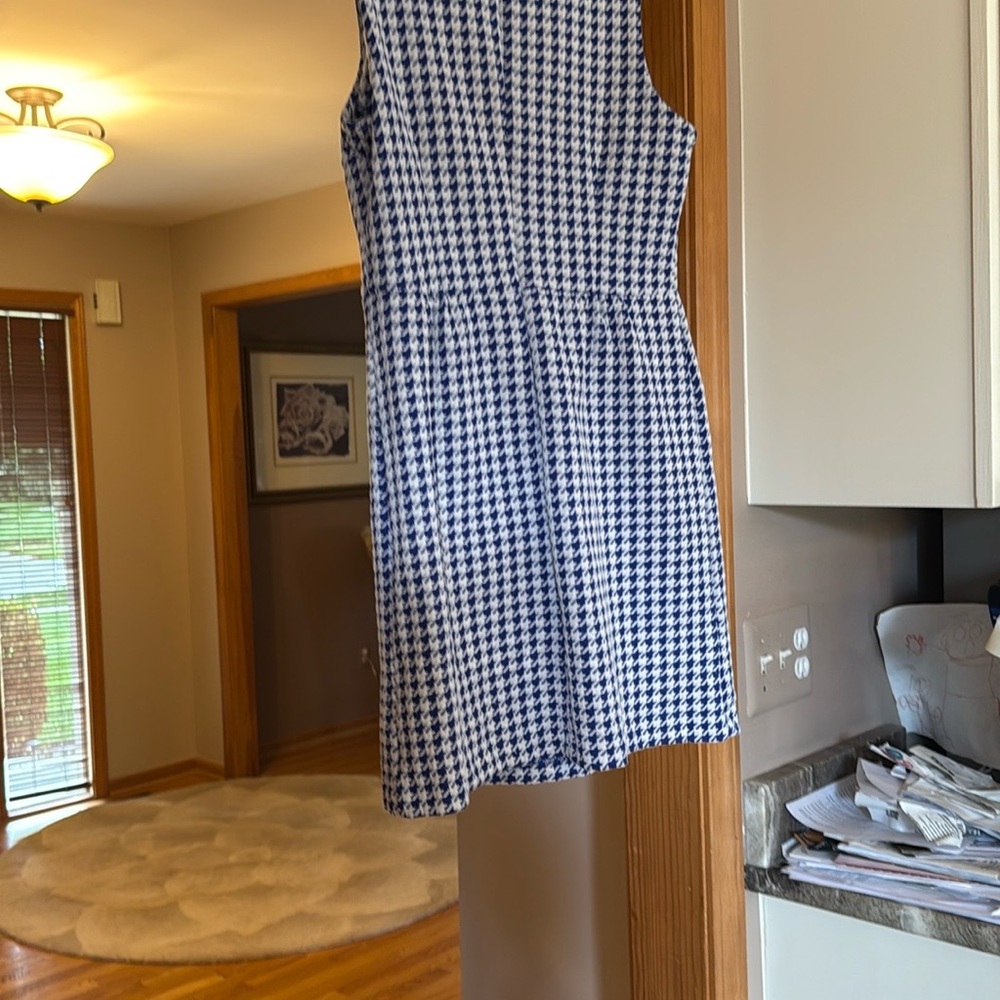 Tyler Boe Navy and White Houndstooth Mini Dress